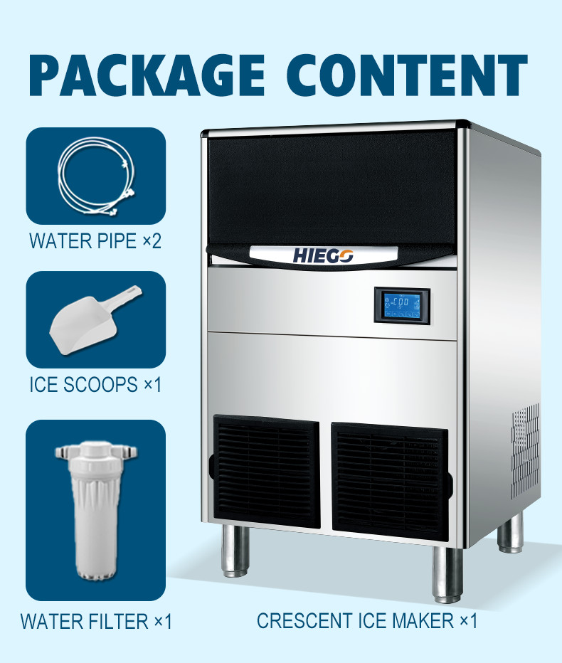 100KG/24Hr Crescent Ice Machine R404 45kg Clear Ice Making Machine For Commercial