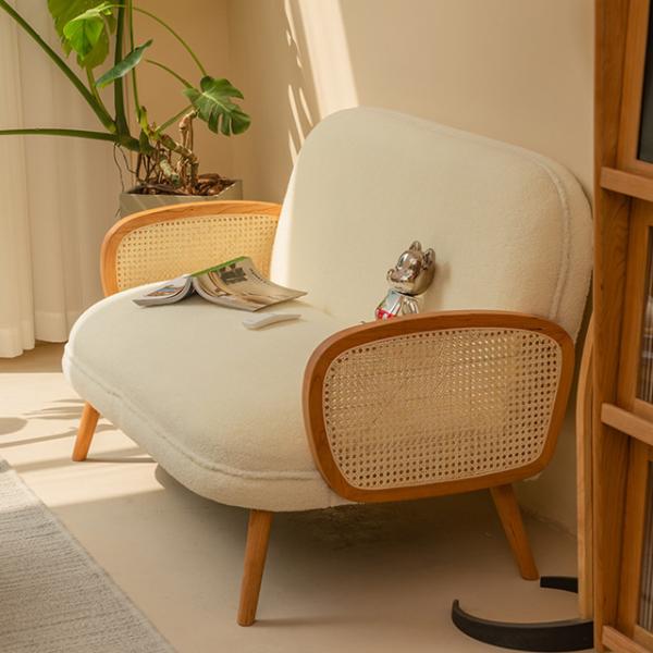Fabric Leisure Chair Rattan Sofa Living Room Single Chair Back Chair