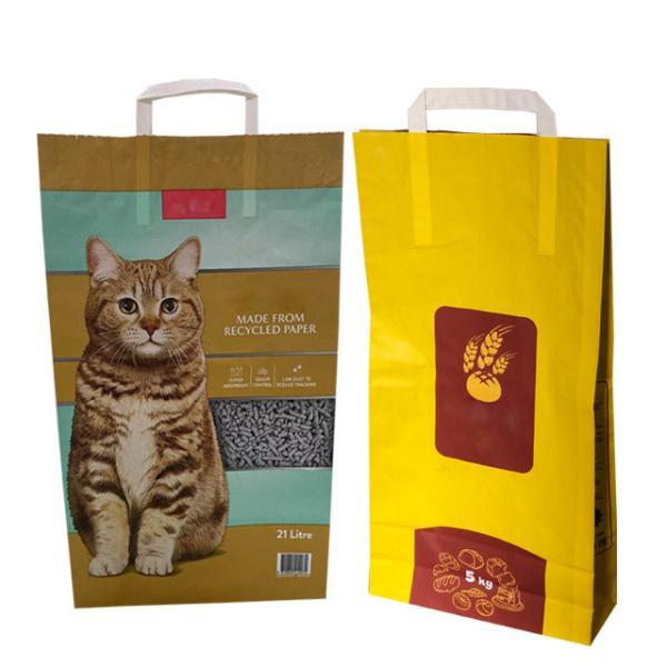 Quality Open Mouth 6L 10L Kraft Paper Packaging Bags Empty Custom Printed for sale