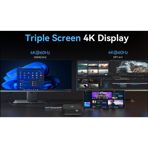 Intel Alder Lake N95 Intel Mini PC LPDDR5 12GB RAM With Dual LAN And 4K HD For Office