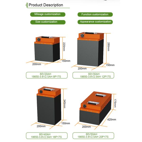 CTS OEM Battery Pack 60V 20Ah 30Ah 40Ah 50Ah Electric Scooter Bike Battery