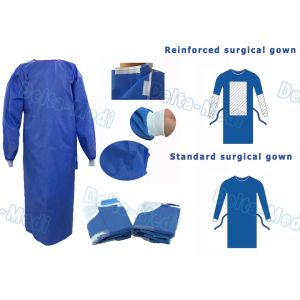 China SMS Disposable Surgical Gown With Knitted Cuff Environmentally Friendly wholesale