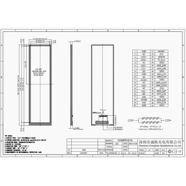 1920*480 High Resolution Lcd Display Panel 8 Inch Long Strip IPS Screen