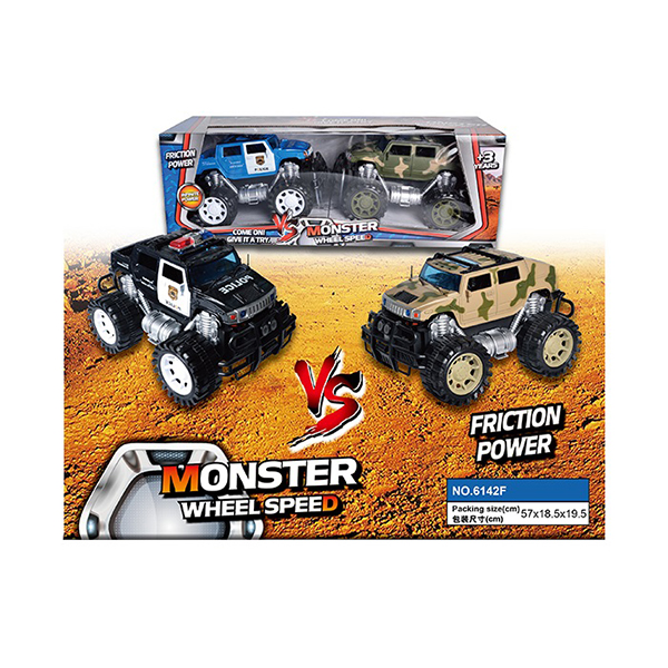 Kids 2 In 1 Friction Powered Toys Jeep Pickup Truck With Big Wheel Multicolor