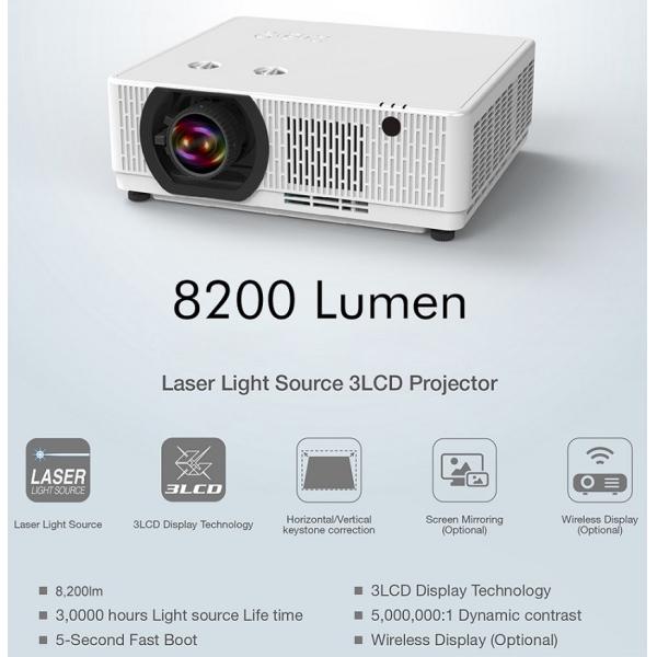 8200 Lumen Large Venue Laser Projector WUXGA Resolution for Golf Simulation