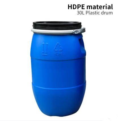 Quality Chemical HDPE Plastic Container 30L Heavy Blue Plastic Drum Round for sale