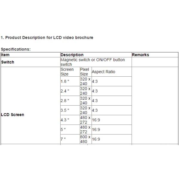 2.4 Inch Video Greeting Card Usb Port Charging And Transferring Video Files And Pictures