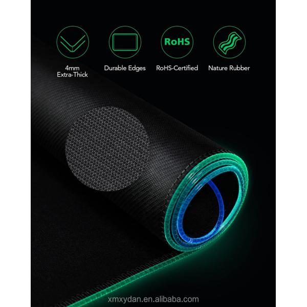 Gaming Style RGB Luminous Mouse Pad with XXL Size Customizable Design Rubber Base
