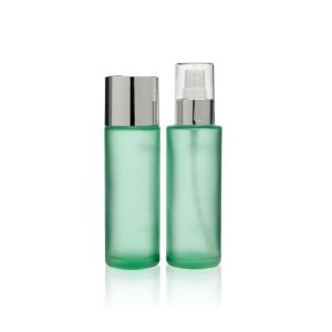 China Cosmetic Round 100ml Glass Spray Bottle With Aluminum Ream Container wholesale