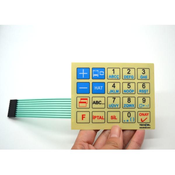 Flexible Membrane Push Button Switch Keyboard With 2.44m Connector Cable Tail