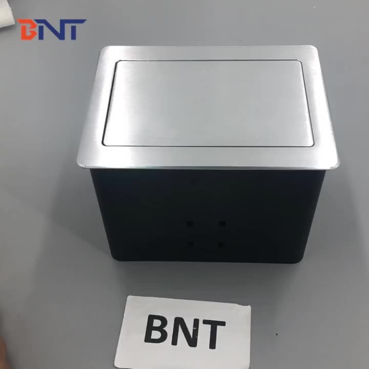 China Aluminum universal multimedia hydraulic tabletop power socket box wholesale