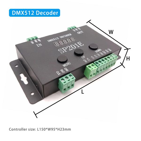 Addressable 5 Channel DMX Decoder SP201E DMX512 SPI Signal With Button Control