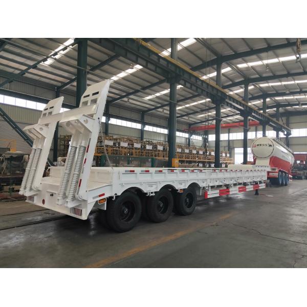 Q235 Steel 100T Low Bed Heavy Duty Semi Trailers In Mechanical Suspension
