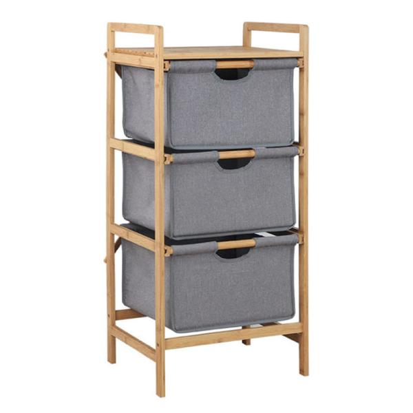 Quality Three Layers Bamboo Laundry Basket Bathroom Shelf Storage Waterproof With Handle for sale