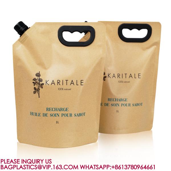 Custom Printed Detergent Packaging Bag Plastic Refill Bag With Handle Kraft Spout Pouch