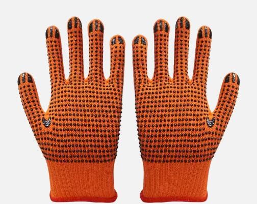 Hi Vis Orange Cotton Gloves 7 Gauge / 10 Gauge PVC Dot Gloves