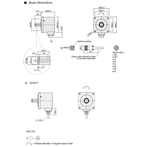 SC65F Solid Shaft 15mm Push Pull Heavy Duty Encoder