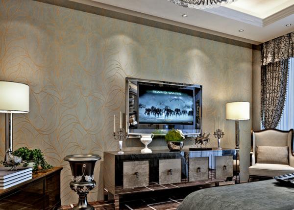 Quality Good Lightfastness Modern Removable Wallpaper Gray Gold with Natural Plant Fibers Material for sale