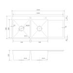 16 Gauge Drainboard Kitchen Sink , 350mm Top Mount Apron Front Sink