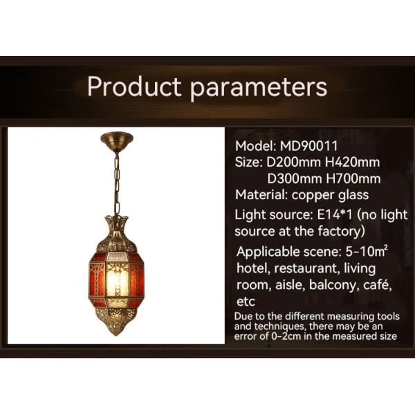 80 Ra LED Copper Chandelier Stained Glass Lamps for Arab Muslim Vintage Style Hotel Villas Home Lighting Decoration