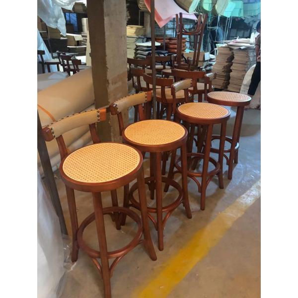 Kitchen Oak Cafe Bar Stools Ash Wood Stool Rattan With Back Support