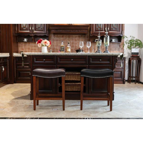 no back 66.5cm height kitchen Dining Chair Sets 2pcs Modern Leather Bar Stools