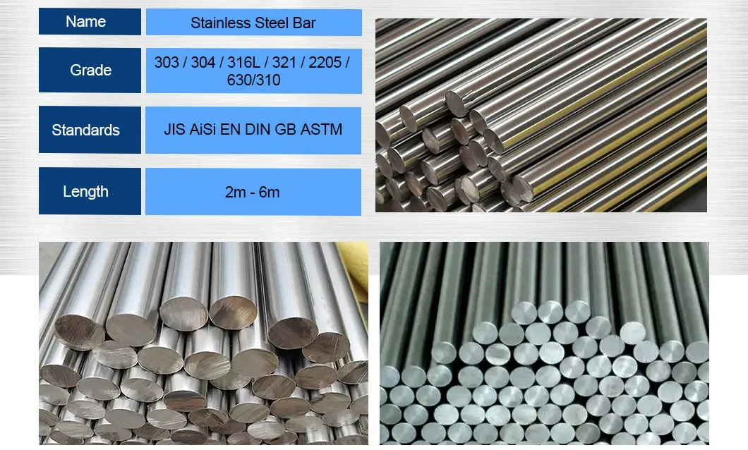 JIS 201 430 420 304 2205 2507 904L 316L Stainless Steel Round Bar