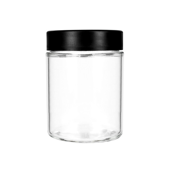 Child Resistant Glass Concentrate Jars 18oz Glass Jars Black Cap Wide Mouth Glass Jar