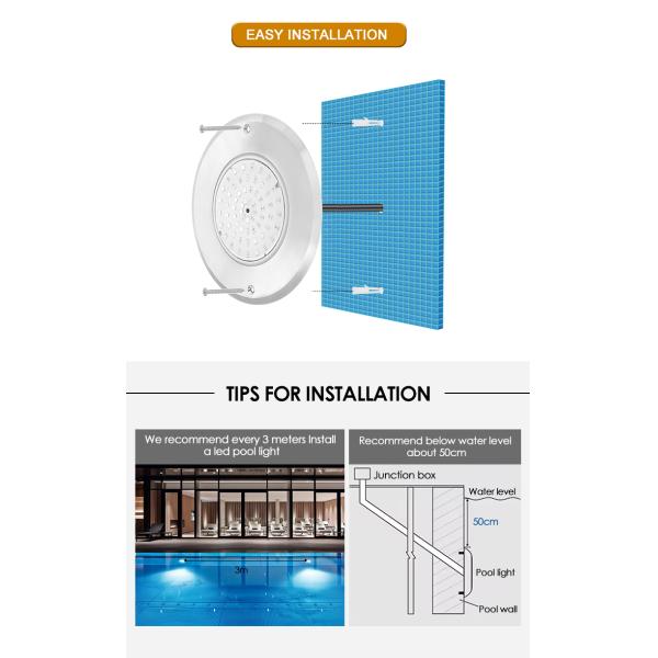 Waterproof PAR56 LED Pool Light 316 SS ABS housing Ultra Thin 7.5mm Resin Filled Wall Mounted 230MM 18W 25W DC AC12V