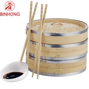 Durable SS Edge 18cm Bamboo Steamer Basket
