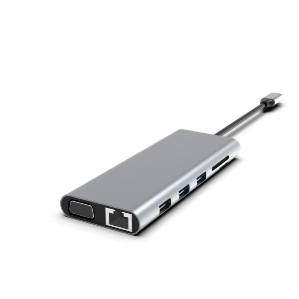 Quality 9 In 1 100W Usb C Hub 4k 60hz Hdmi Card Reader PD USB 3.0/2.0 Gigabit Ethernet USB C Dock for sale