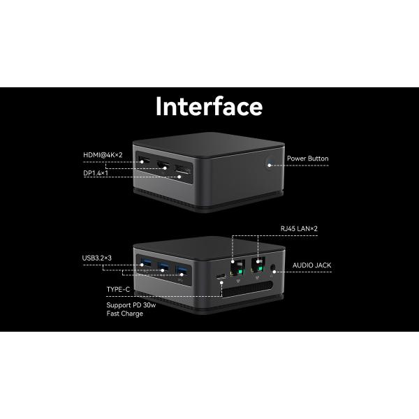 Intel Alder Lake N95 Intel Mini PC LPDDR5 12GB RAM With Dual LAN And 4K HD For Office