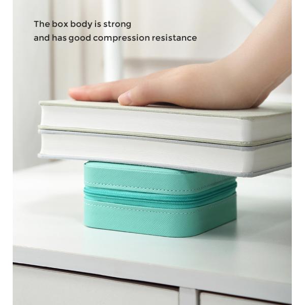 Square PU Leather Travel Jewelry Box Organizer For Rings Earrings Necklace Storage