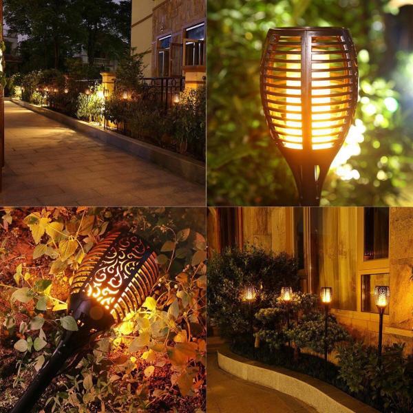 1w Flickering Flame Solar Lights , LED Solar Torch Light 8-10 Hours Lasting Time