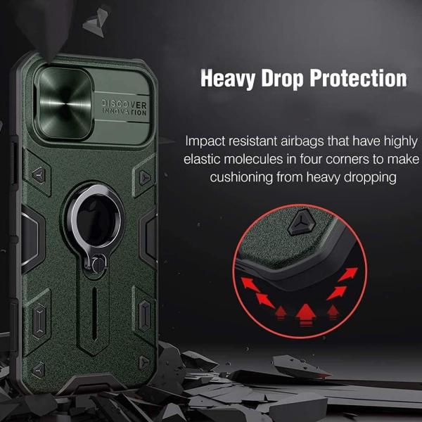 iPhone 12 Pro Max Case with Camera Cover & Kickstand, Duty Military Grade Armor Protection Cover,