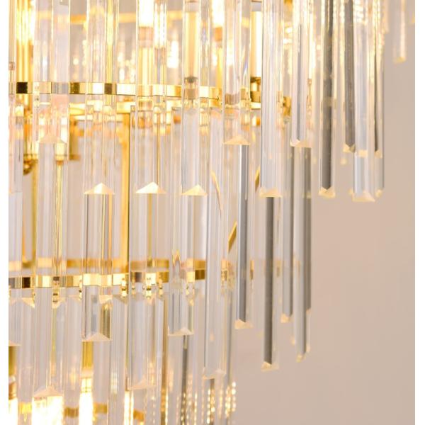 E12 Rustproof Modern Crystal Lobby Chandelier Brushed Gold Dining Room Chandelier ISO9001