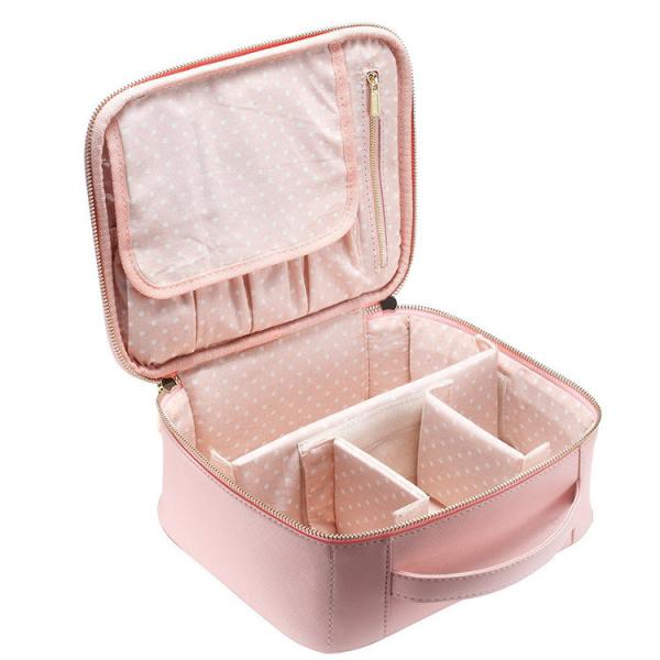 Fashion Large Travel Reusable Waterproof Plain PU Leather Toiletry Makeup Brush Cosmetic Bag For Women