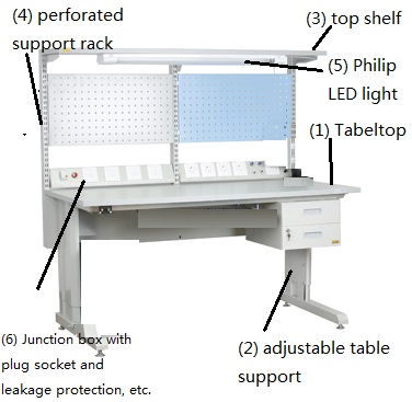 Custom Electric Adjustable Height ESD Workbench Anti-static Workstation