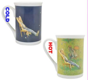 Heat sensitive coffee cups temperature color changing cups with lid