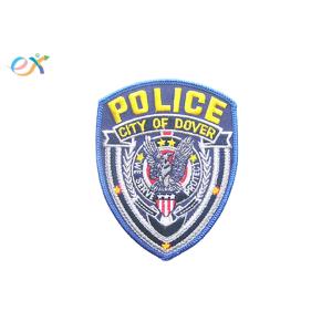 China Various Shape Police Embroidered Patch Iron On Backing Twill Material wholesale