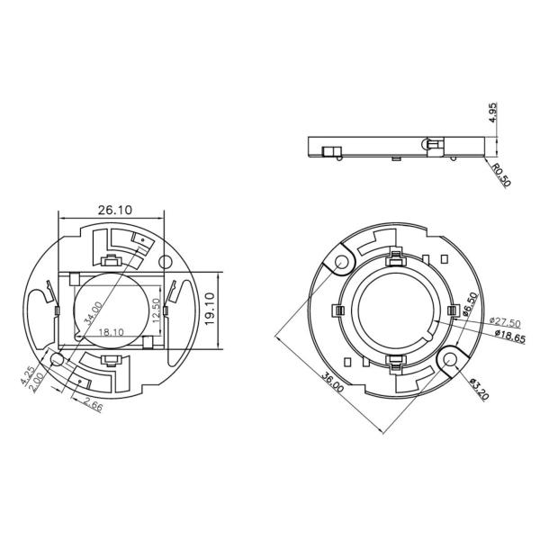Round Chip On Board LED Array Holder For Citizen AC COB Cll 296 / 297 / 298