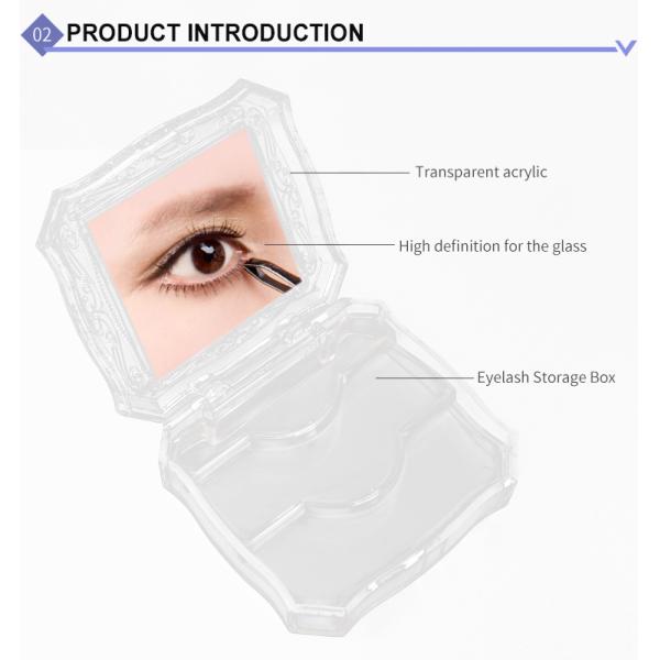 ODM Transparent Square Shaped False Eyelash Storage Case With Mirror