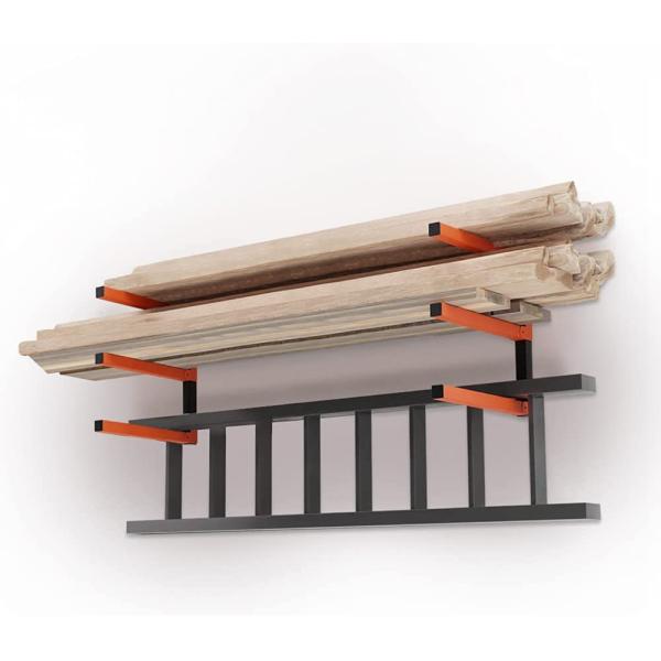 6 Levels Wall Mounted Steel Storage Rack for Lumber Skis and Pipes Storage Holders Racks