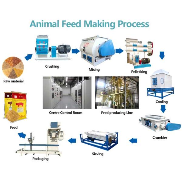 Customized 110kw Feed Pellet Production Line For Chicken Feed