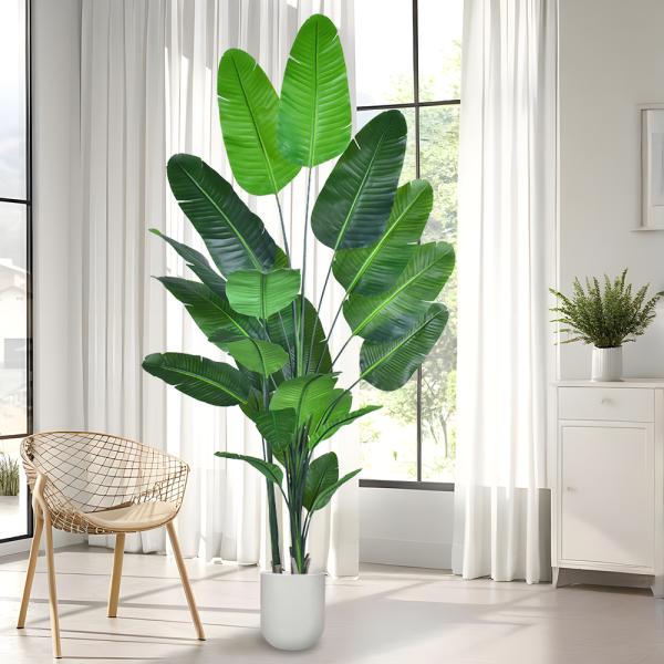 Faux Traveller's Palm Tree (artificial birds of paradise plant​) - 180cm/210cm Realistic PE Leaf Artificial Plant for Indoor Outdoor Decor