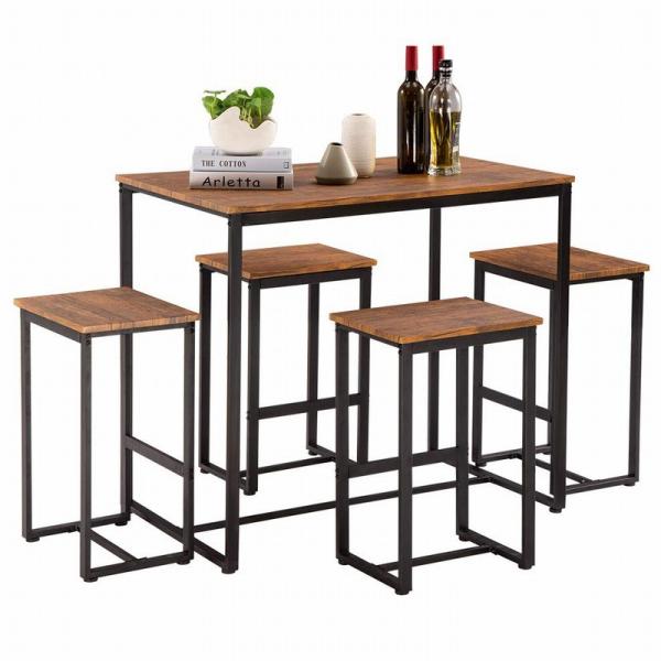 Quality Customized 5pc Pine Dinning Table And Chair Set Glossy Finish for sale
