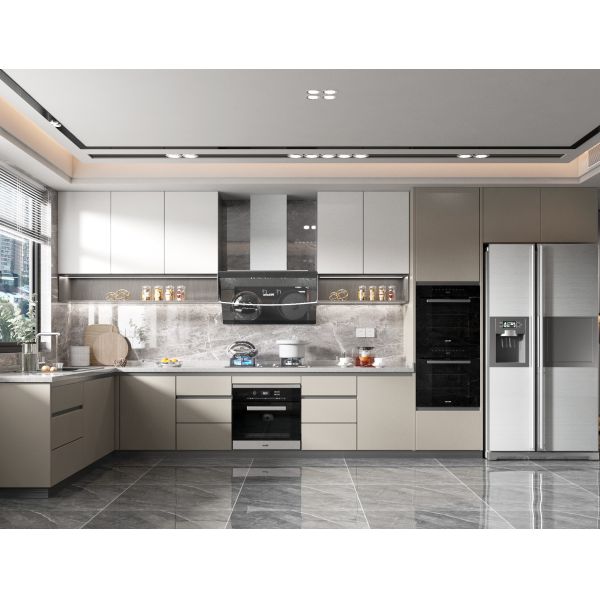 Melamine PVC Kitchen Cabinets Modern Small Space Solutions With Handles