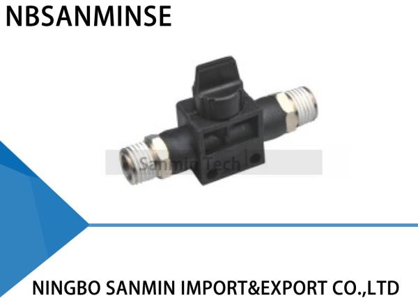 Quality HVSS Pneumatic Flow Control Valve Hand Thread To Thread Connector Push In 2Way / 3 Way Fittings Sanmin for sale