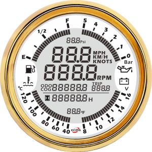 Black 85mm 16V 5Bar Multi Function Boat Gauges Yacht Instrument