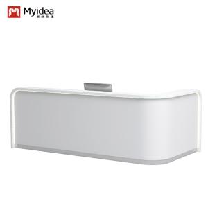 China Texture Artificial Stone Countertop Front Desk Company Hotel Reception Desk Service Desk Simple Modern And Stylish Curved Counter on sale